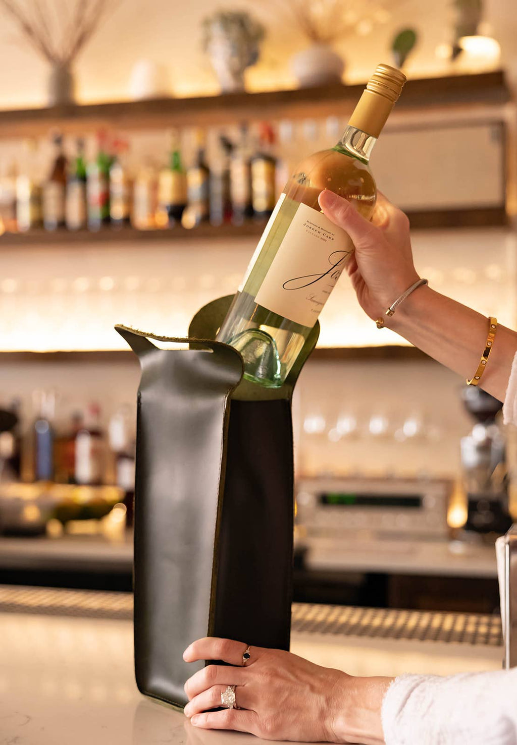 Leather Wine Tote