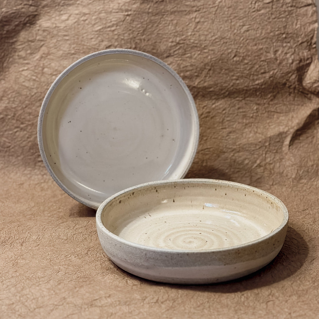 9" Grey and White Marbled Ceramic Coupe Bowl