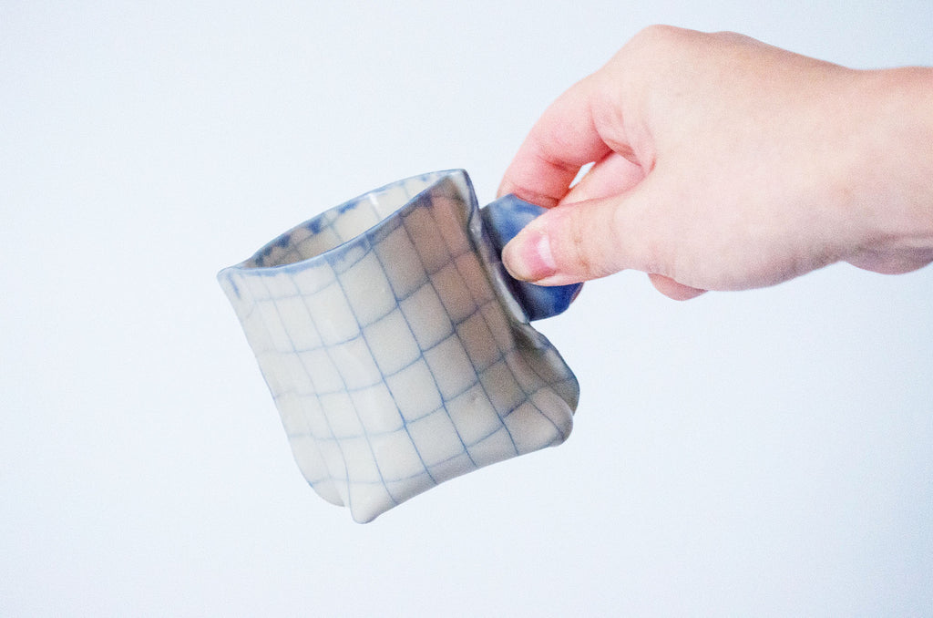 Nerikomi Check Pattern Origami Teacup